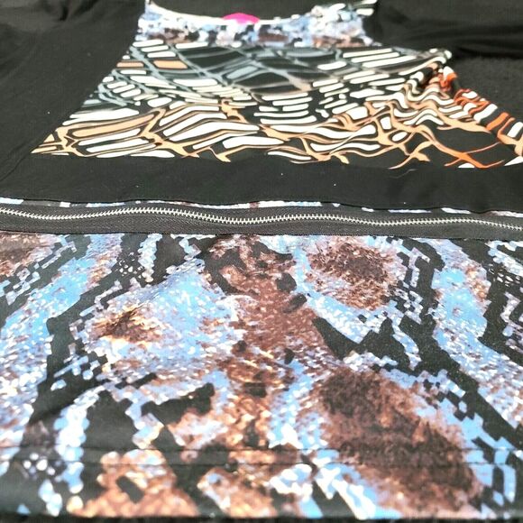 Max & Rina Womens Tunic Multi Color Size Large Polyester Blend Stretch Zipper - Picture 11 of 12